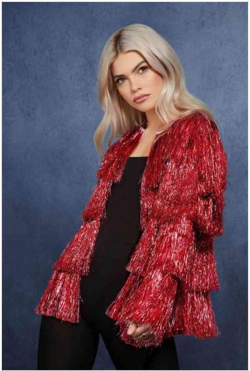 Fever Kostuum Jacket -S/M- Tinsel Festival Rood