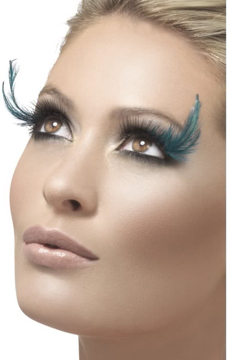 Zwarte nepwimpers met groene veren