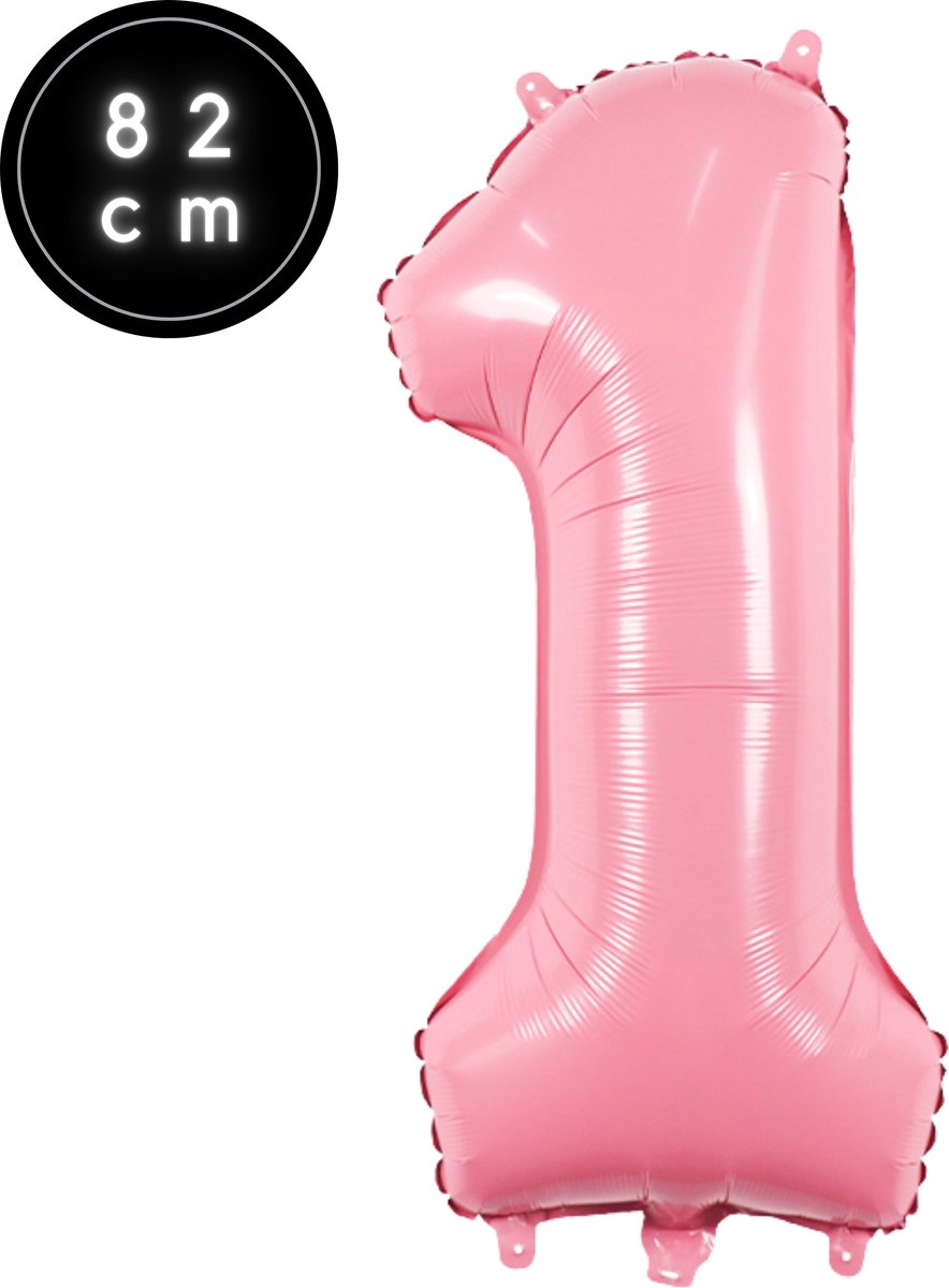 Cijfer Ballonnen - Nummer 1 - Roze - 82 cm - Helium Ballon - Fienosa