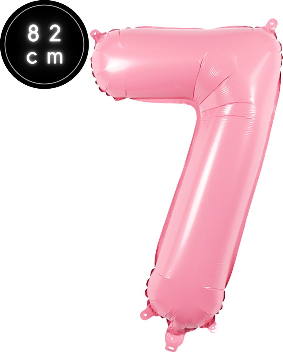 Cijfer Ballonnen - Nummer 7 - Roze - 82 cm - Helium Ballon - Fienosa