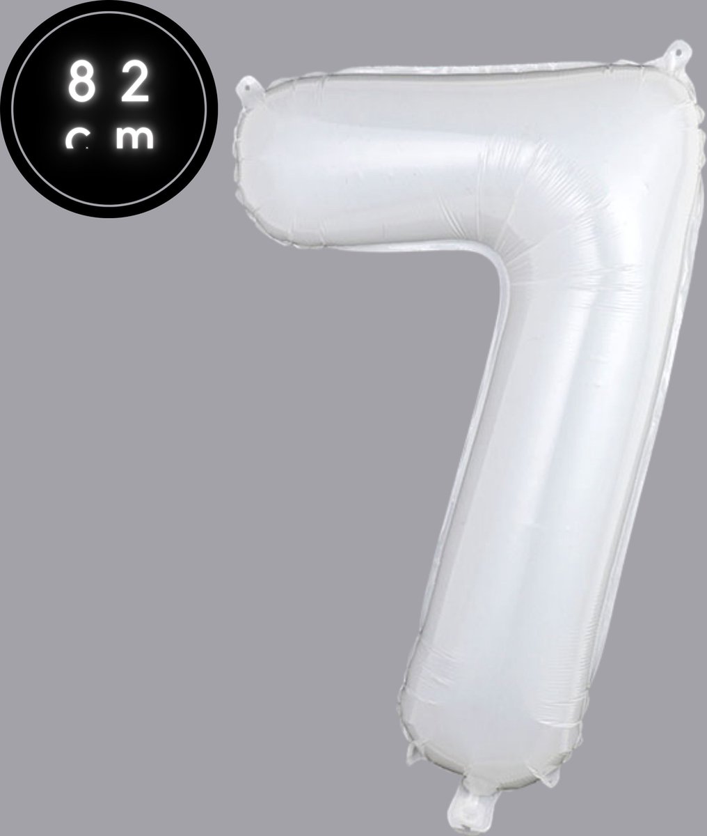 Cijfer Ballonnen - Nummer 7 - Wit - 82 cm - Helium Ballon - Fienosa