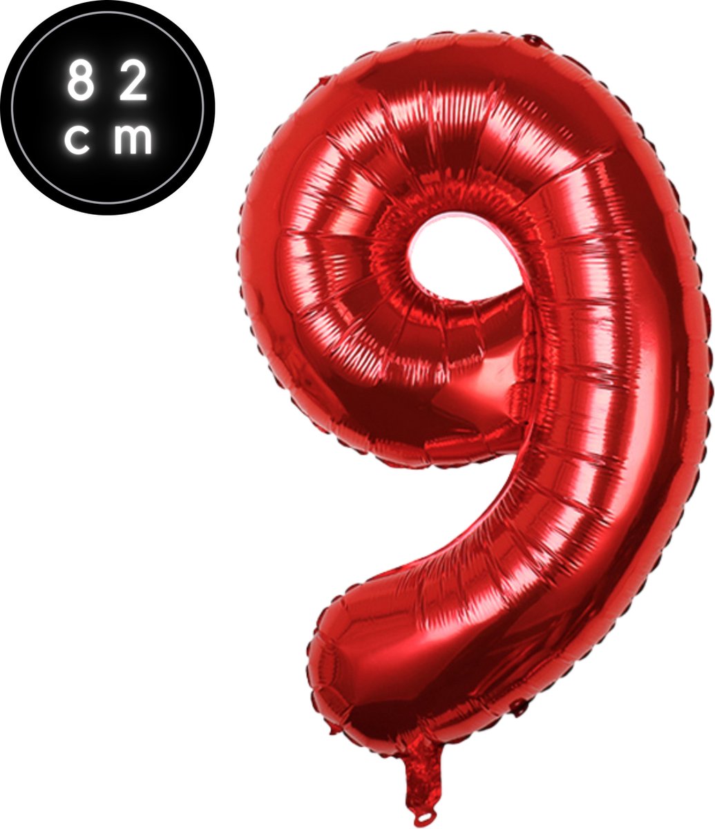 Cijfer Ballonnen - Nummer 9 - Rood - 82 cm - Helium Ballon - Fienosa