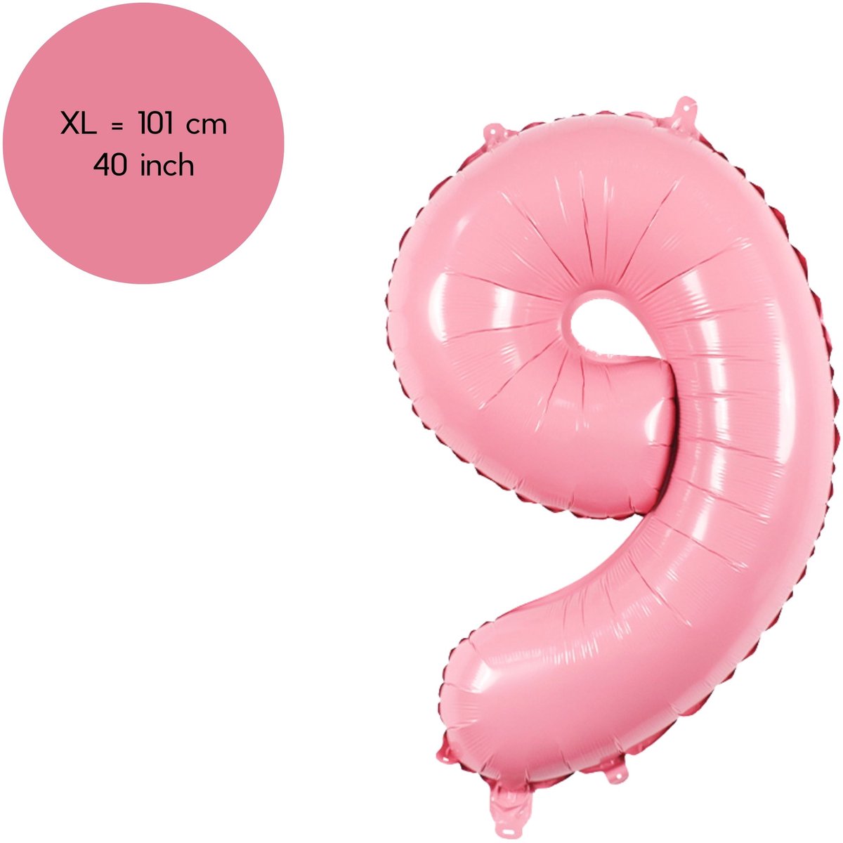 Cijfer Ballonnen Roze 9 - Nummer 9 - Roze - 101 cm - Helium Ballon - Verjaardag Versiering - Verjaardag Ballon - Leeftijd