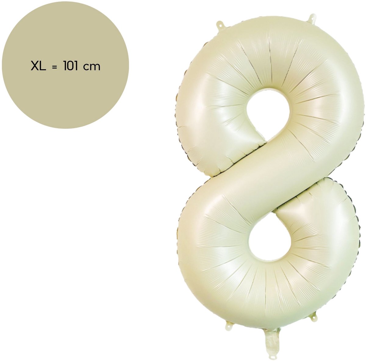 Fienosa Cijfer 8 Ballon - Nummer 8 Beige Ivory Kleur - 101 cm - XL Groot - Helium Ballon - Verjaardag Ballon - Verjaardag versiering - Leeftijd verjaardag - Verjaardagsballon - Verjaardag