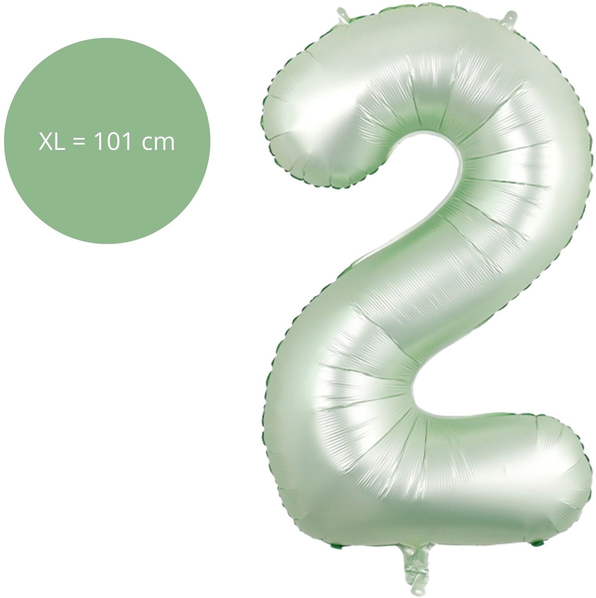 Fienosa Cijfer Ballonnen - Nummer 2 - Groen Pastel Kleur - 101 cm - XL Groot - Helium Ballon - Verjaardag Ballon - Verjaardag versiering - Leeftijd verjaardag - Verjaardagsballon - Verjaardag