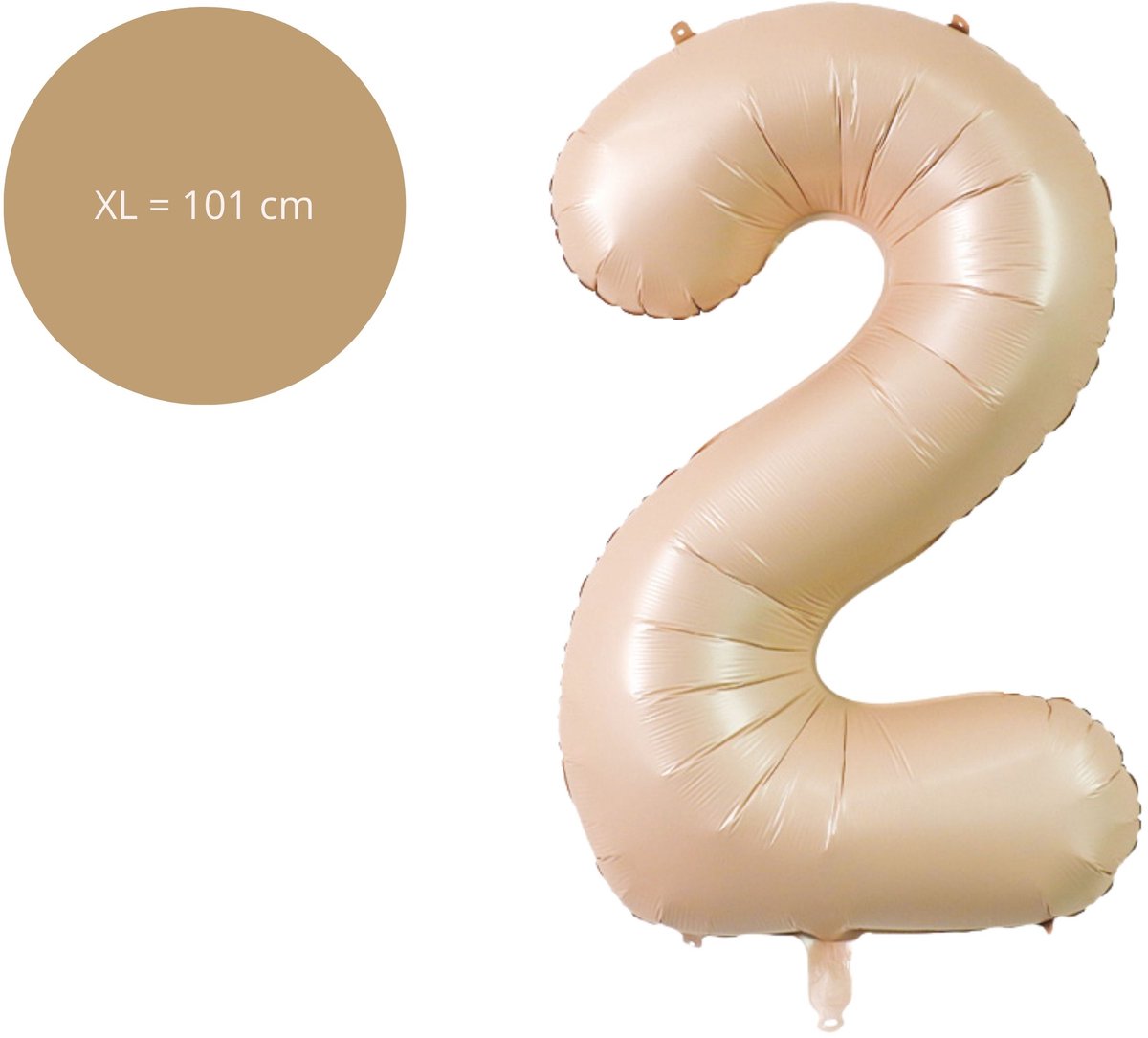 Fienosa Cijfer Ballonnen - Nummer 2 Caramel Zand Kleur - 101 cm - XL Groot - Helium Ballon - Verjaardag Ballon - Verjaardag versiering - Leeftijd verjaardag - Verjaardagsballon - Verjaardag
