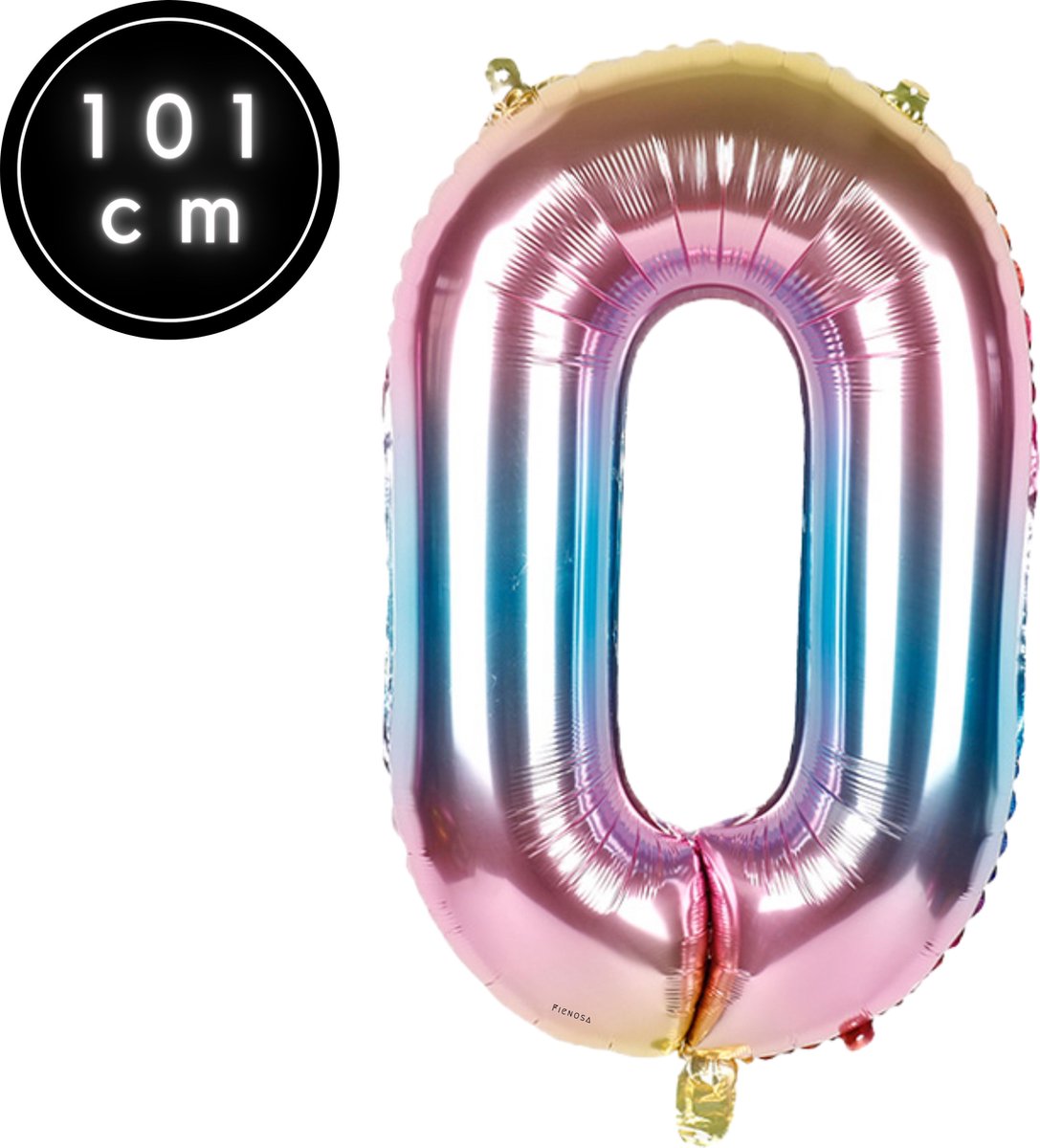 Fienosa Cijfer Ballonnen nummer 0 - Regenboog - 101 cm - XL Groot - Helium Ballon