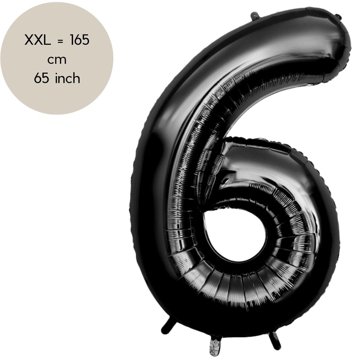 Fienosa Cijfer Ballonnen nummer 6 - Zwart - 165 cm - Helium Ballon - Verjaardag ballon - Verjaardag versiering - Leeftijd verjaardag - Verjaardagsballon - Verjaardag