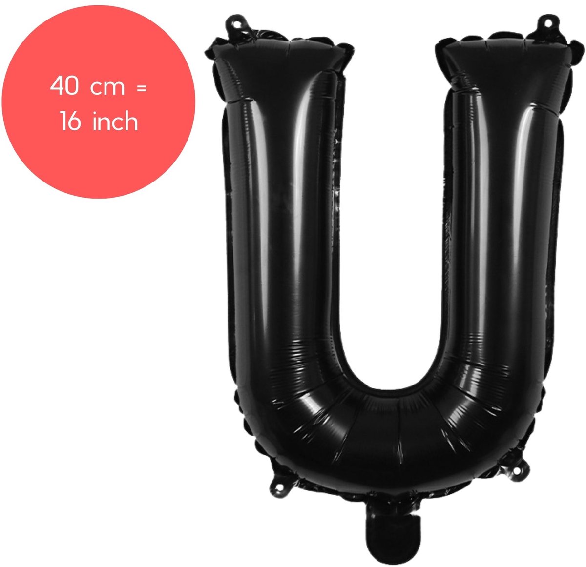 Fienosa Letter Ballonnen - Letter U - Zwart - Kleur Zwart - 40 cm - Helium Ballon - Verjaardag Ballon - Verjaardag versiering