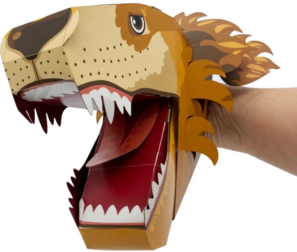 Fiesta Crafts knutselset leeuwen handpop karton speelgoed.