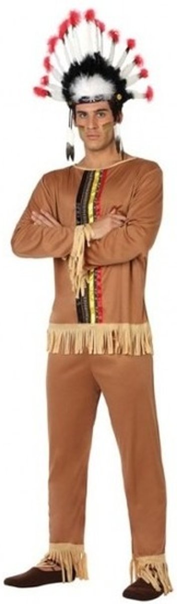 Indiaan verkleed kostuum -  Indianen verkleed pak voor heren - carnavalskleding - voordelig geprijsd M/L