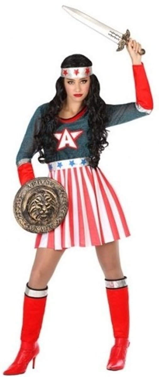 Kapitein Amerika verkleed kostuum -  superhelden verkleed jurkje voor dames - carnavalskleding - voordelig geprijsd XL (42-44)