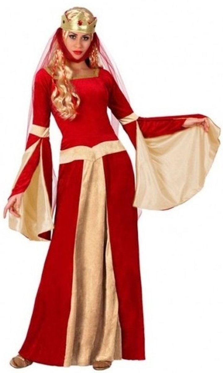 Middeleeuwse koningin verkleed jurk voor dames - voordelig geprijsd XS/S (34-36)