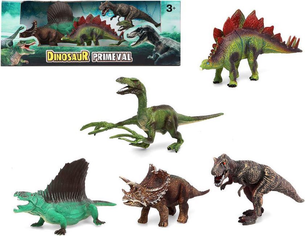 Speelgoed dino dieren figuren 5x stuks dinosaurussen van kunststof