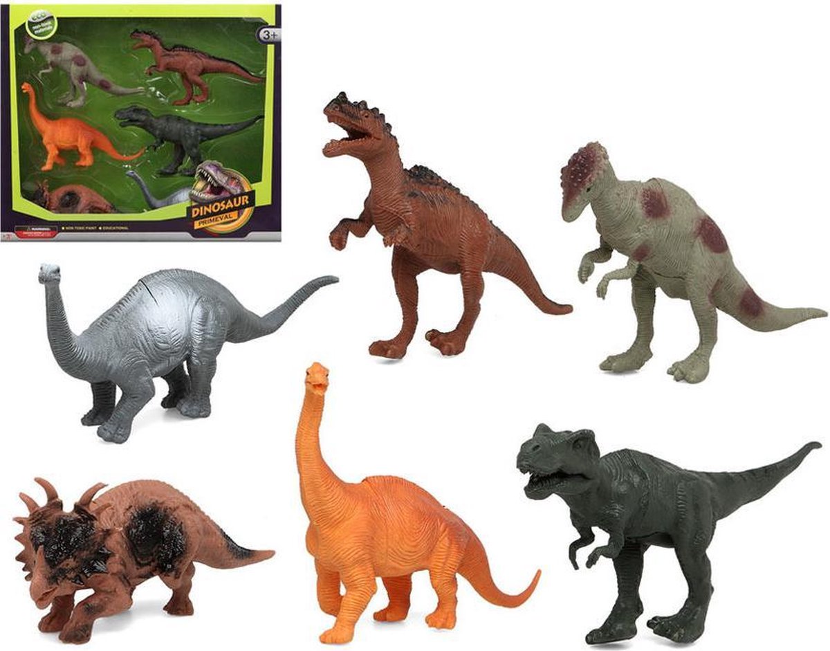 Speelgoed dino dieren figuren 6x stuks dinosaurussen van kunststof