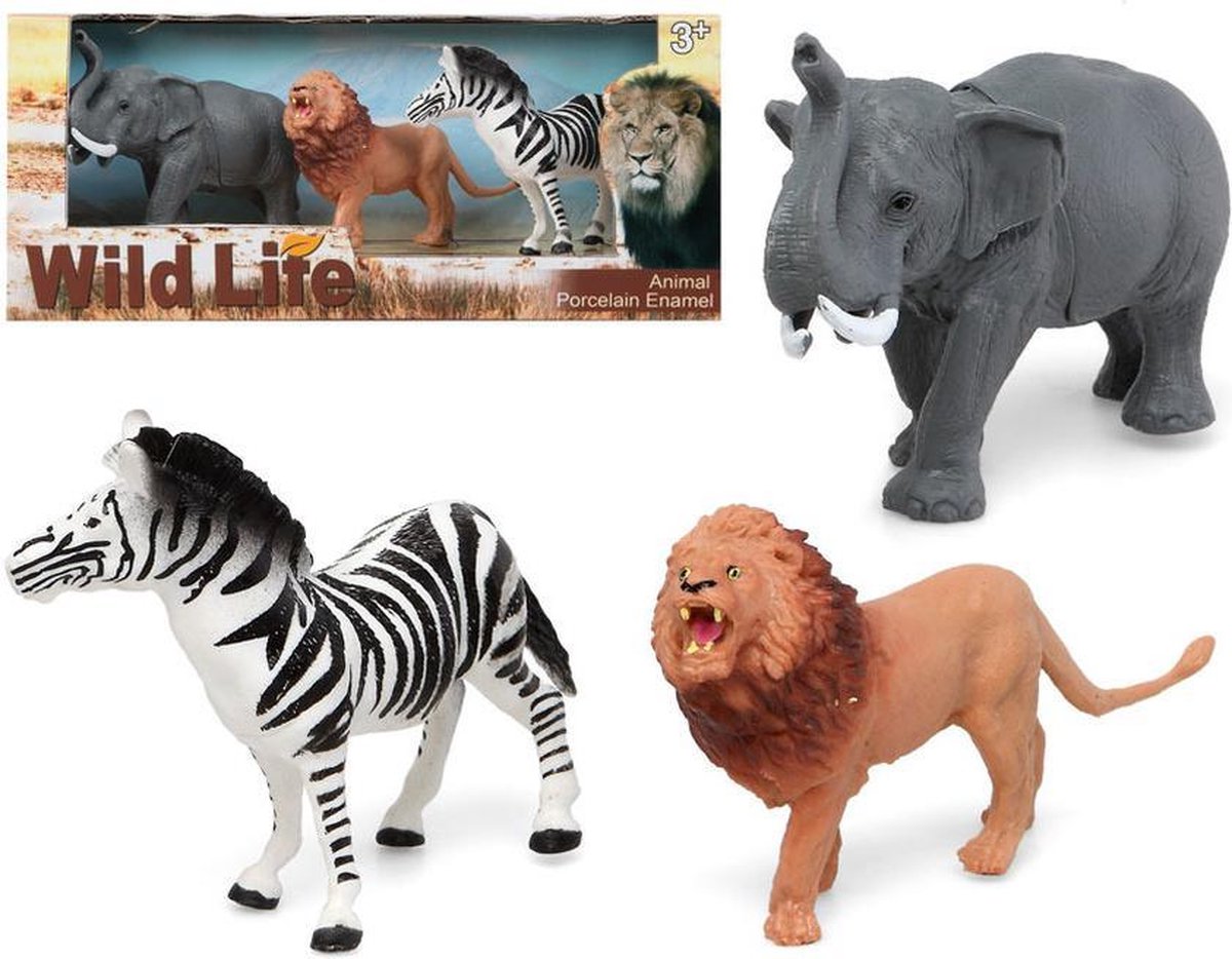 Speelgoed safari jungle dieren figuren 3x stuks van kunststof