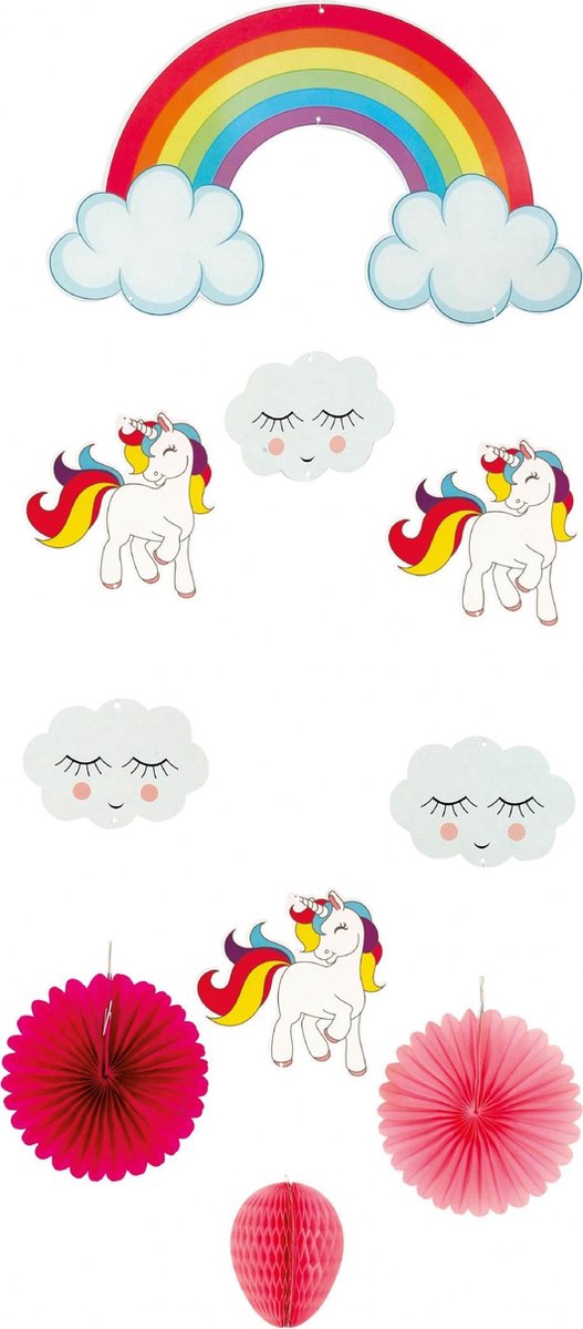Fiestas Guirca Hangende Eenhoorn Wolken 40 X 72 Cm Karton Multicolor