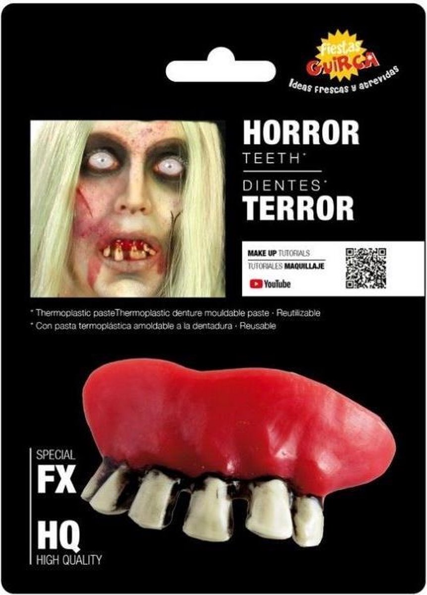 Fiestas Guirca Zombietanden Met Pasta 3 X 6 X 1,5 Cm Rood/wit