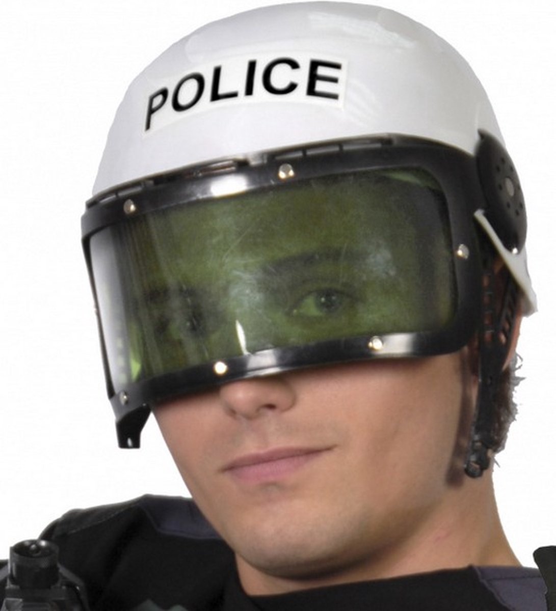 helm Politie wit/groen one-size