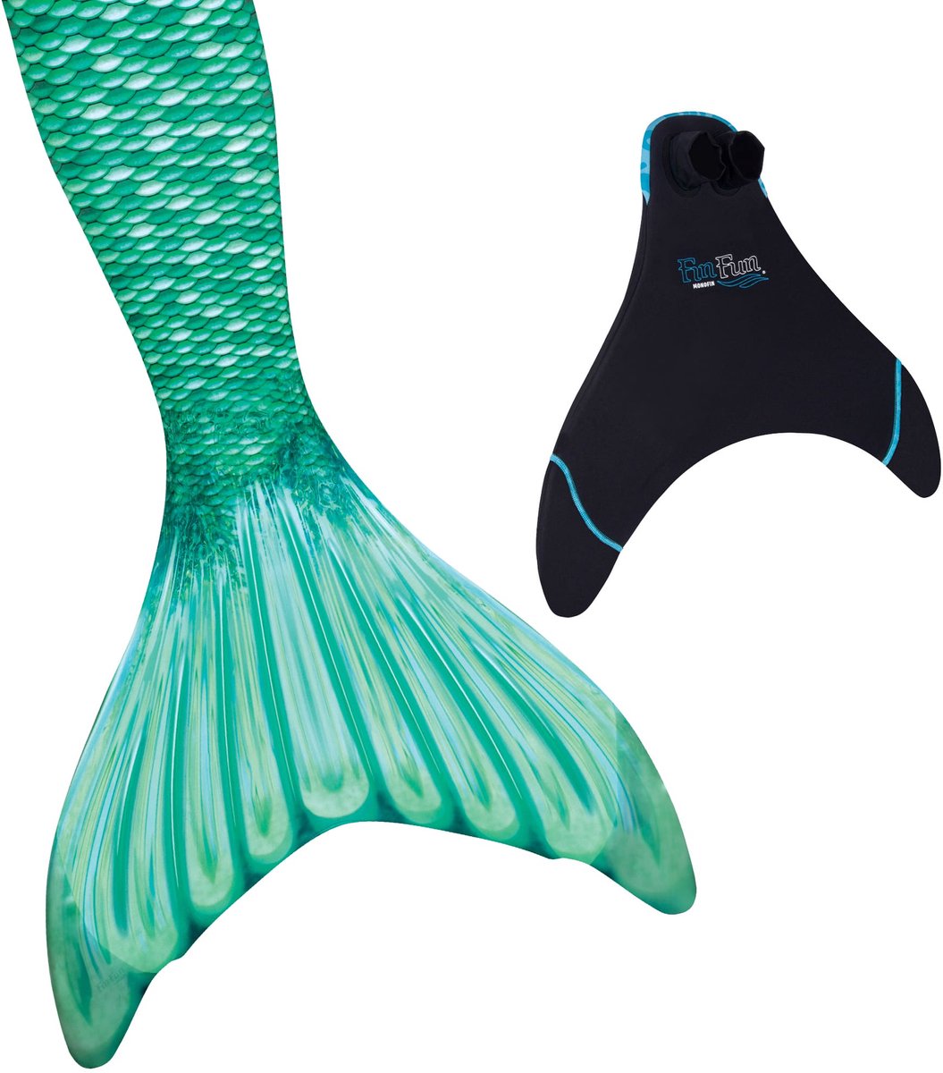 Fin Fun zeemeerminstaart Celtic Green kinderen maat 6 (110-122) met Fin Fun Monovin junior met voetvakje