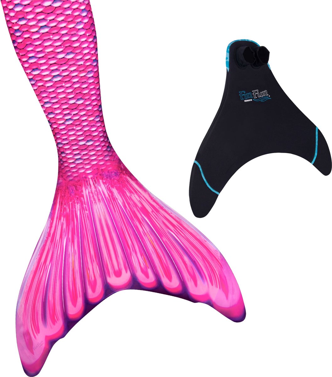 Fin Fun zeemeerminstaart Malibu Pink set tieners volwassenen maat XS (30-32) met Fin Fun Monovin senior met voetvakje