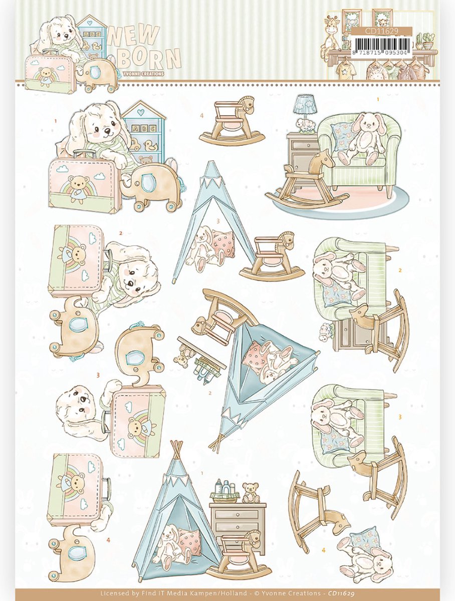 Set van 5 verschillende 3D knipvellen diverse gelegenheden 3