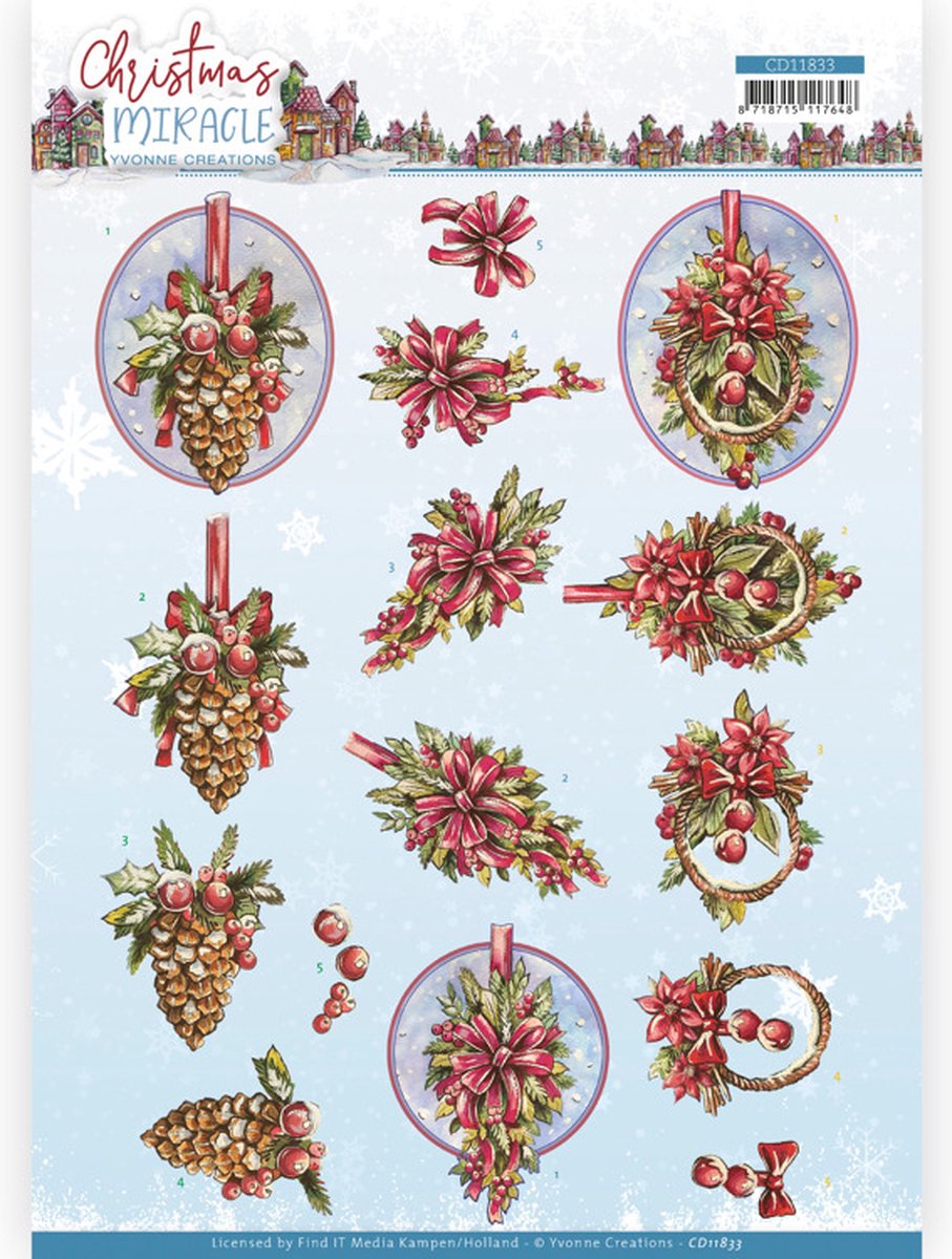 Set van 5 verschillende 3D knipvellen kerst