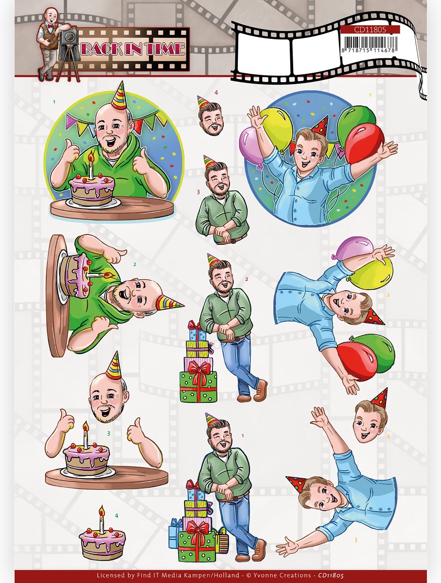 set van 5 3D knipvellen diverse gelegenheden 2