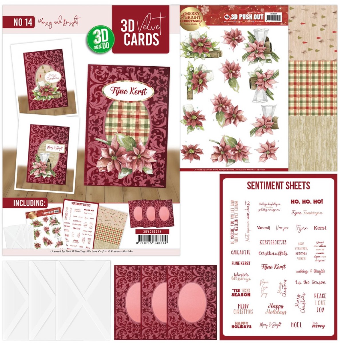 3D Velvet Cards A6 - Merry and Bright