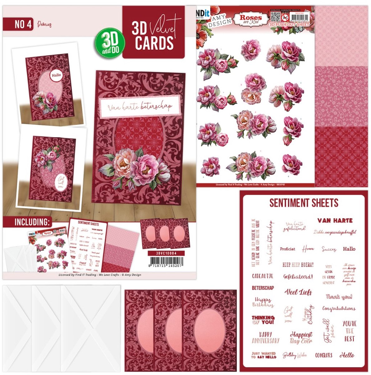 3D and Do - Velvet Cards A6 - Amy Design - Peonies