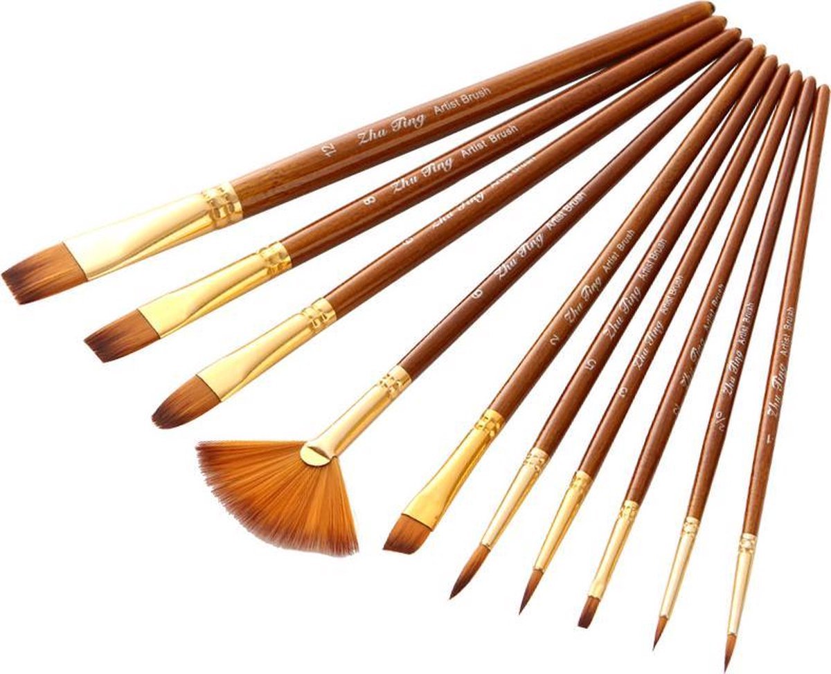 Finnacle - Finnacles 10-deIige Kwasten en penseIen set: de must-have voor hoby schilderen met acryI!