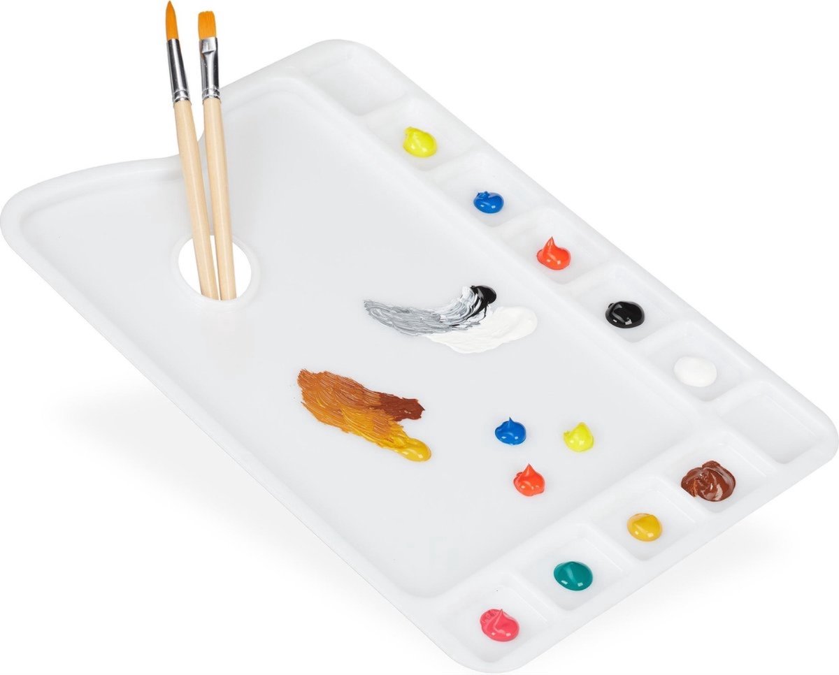 Finnacle - Schilderspalet - Verfpalet - Kunststof - 11 vakjes - Verven - Schilderen - Creatief - Knutselspullen - Wit - Handig palet voor verf