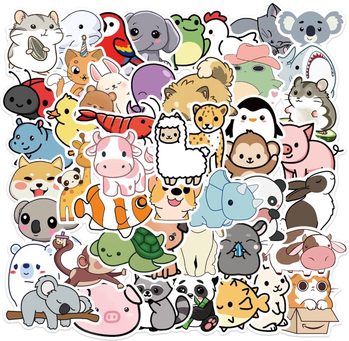 Finnacle - Stickers - Dieren stickers - Animal - Diertjes - Hippe stickers - ±50stuks - Stickers - Schattige stickers - Laptopstickers - Cadeau - Kinderfeestje