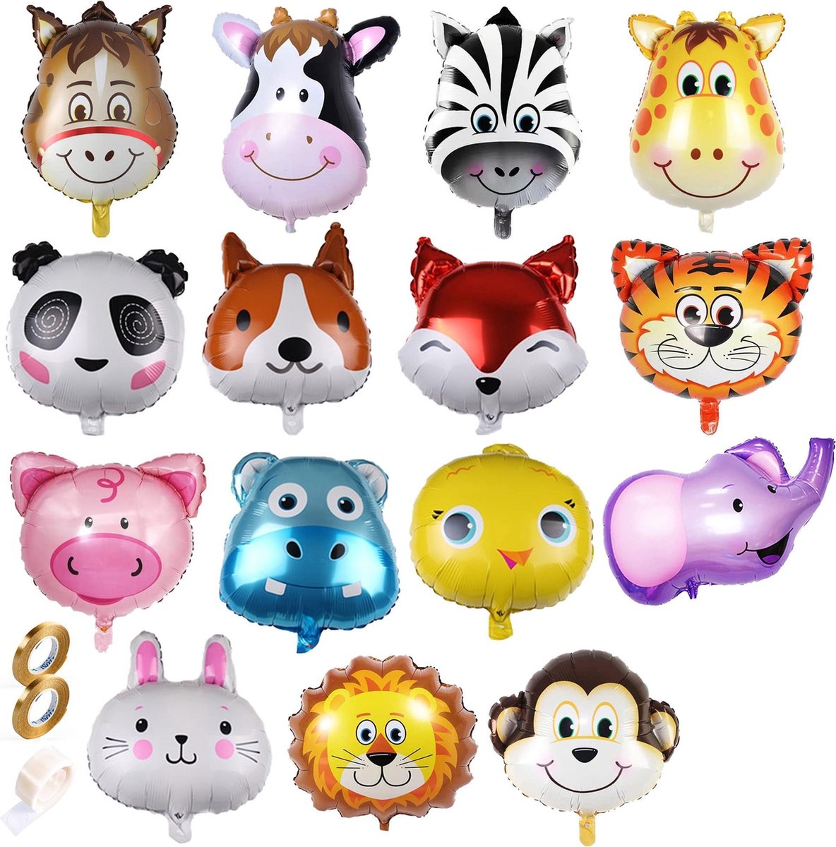 Fissaly® 15 Grote Dieren Latex Ballonnen met Lint – Feest Versiering – Kinderfeestje – Jungle Decoratie