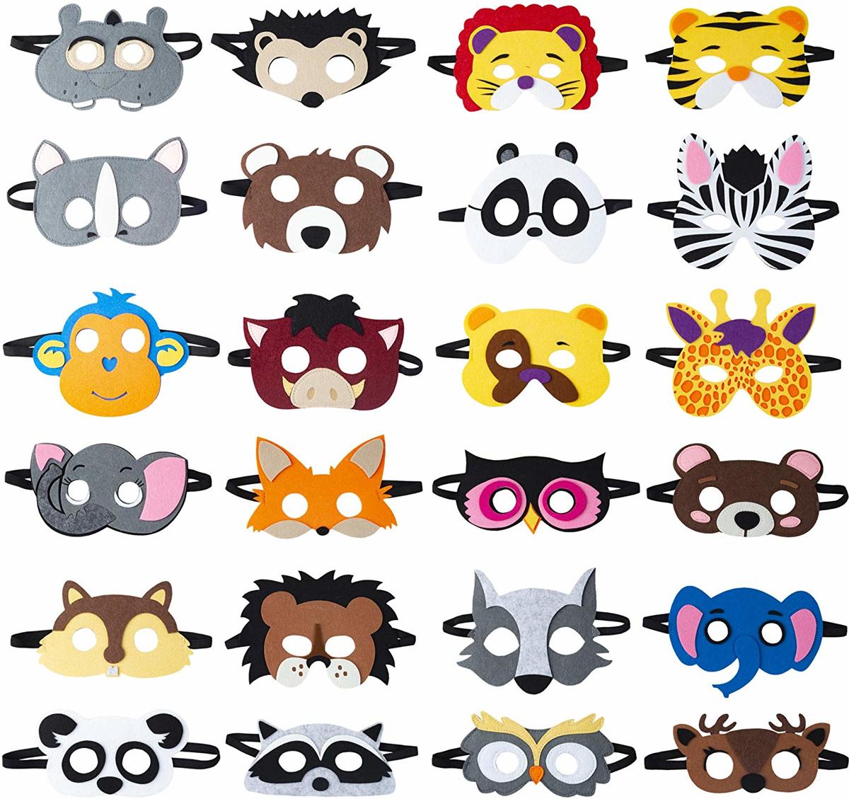 Fissaly® 24 Stuks Dieren Jungle Maskers voor Kinderfeest & Verkleed Partijen – Safari Kostuum Decoratie