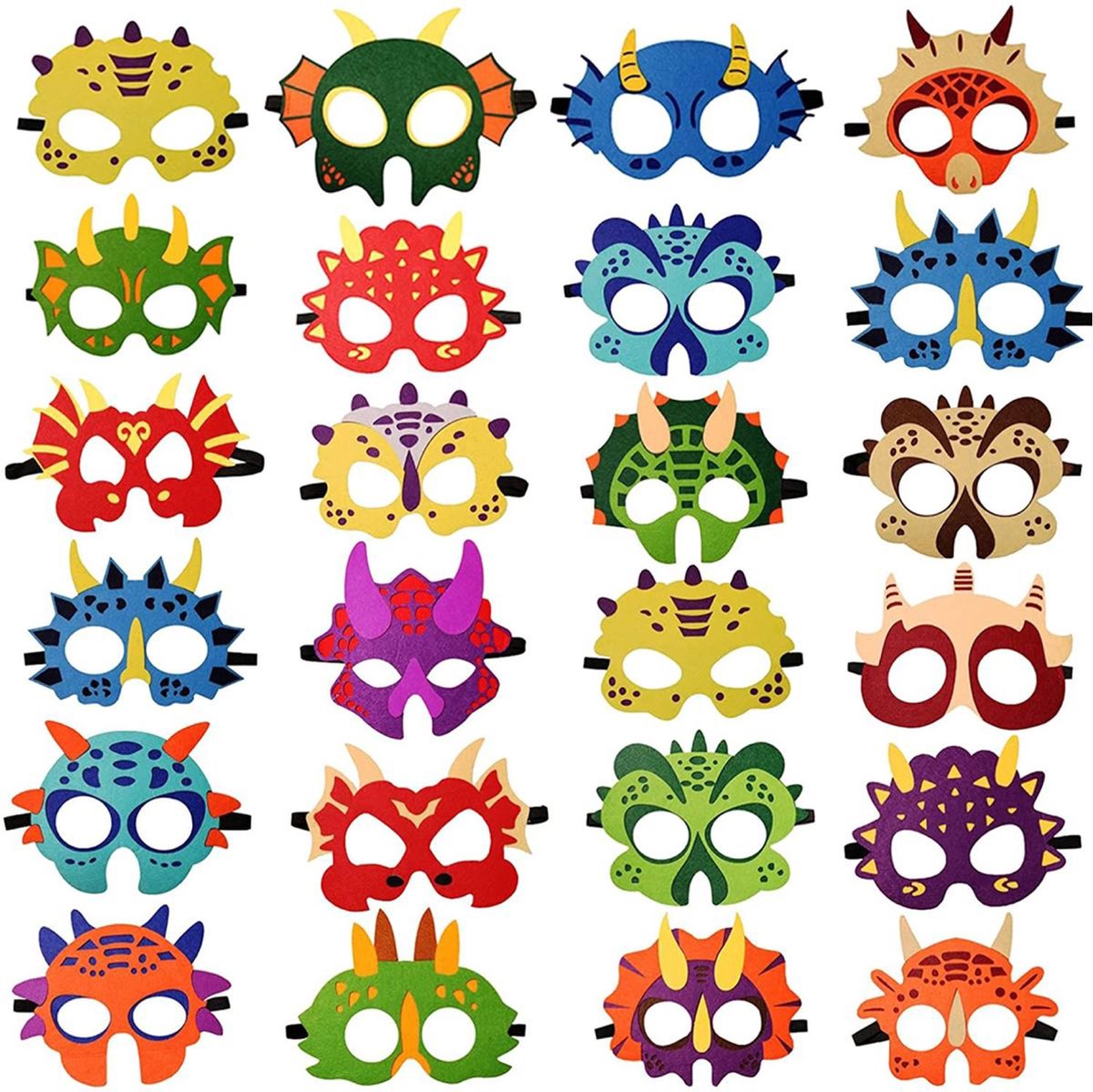 Fissaly® 24 Stuks Dino Maskers voor Kinderfeest & Verkleed Partijen – Dinosaurus Kostuum
