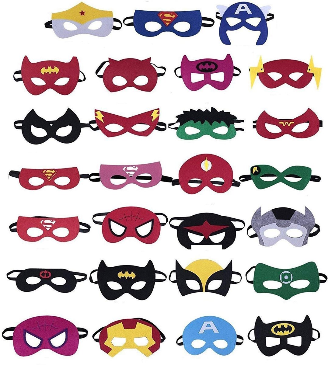 Fissaly® 31 Stuks Superhelden Maskers voor Kinderfeest & Verkleed Partijen – Super Hero Kostuum