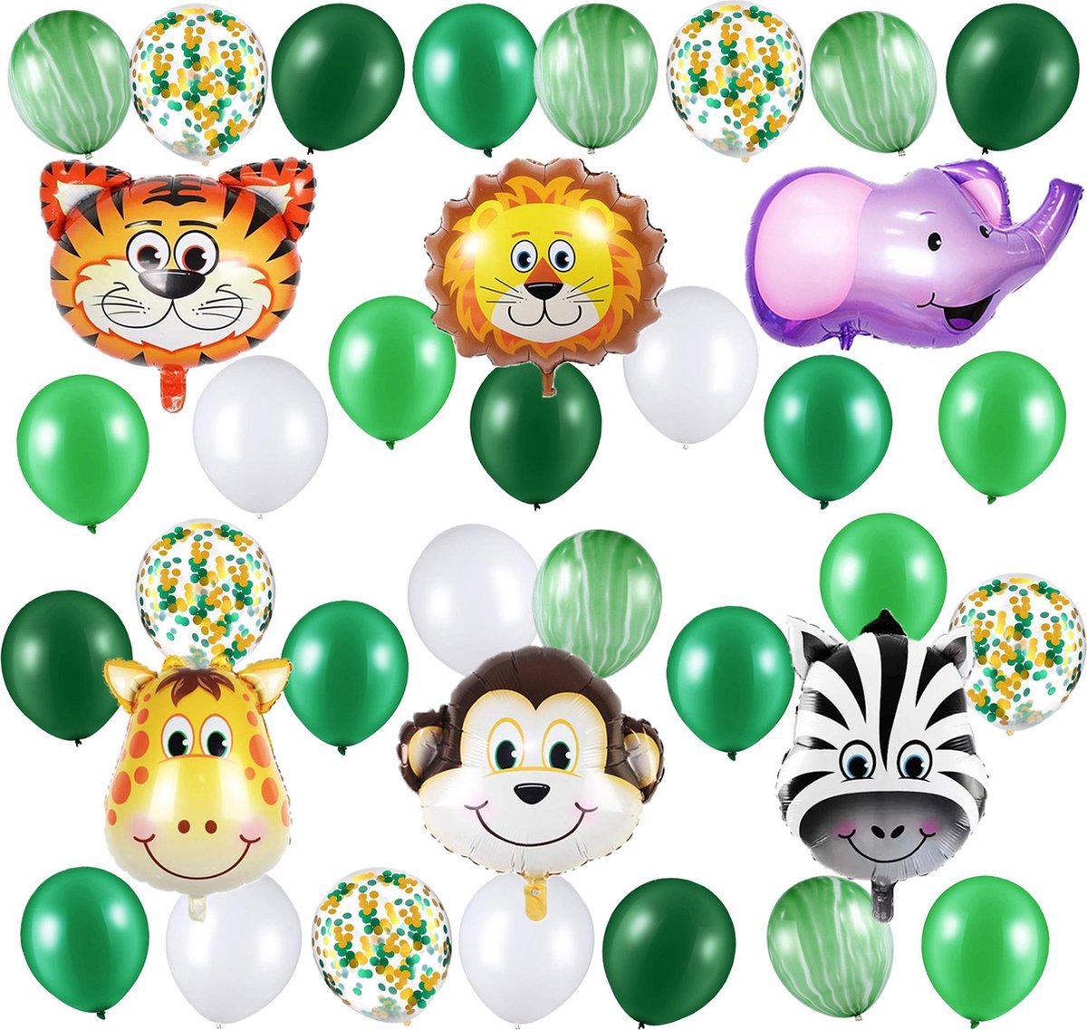 Fissaly® 36 Stuks Jungle Thema Party Verjaardag Versiering Ballonnen - Safari Decoratie Kinderfeestje