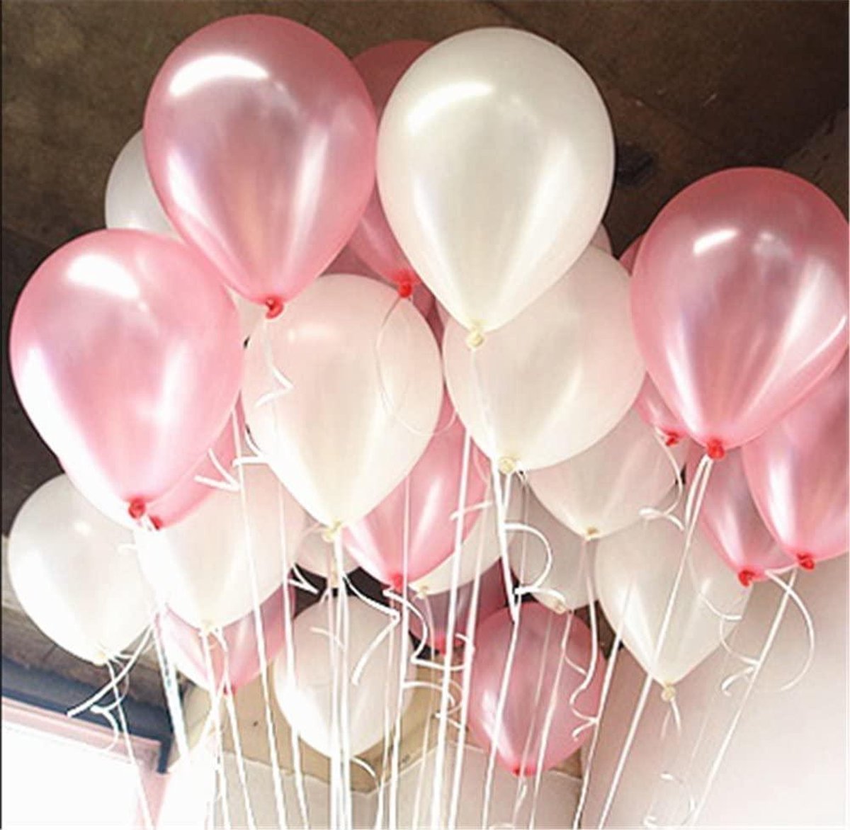 Fissaly® 40 Stuks Roze & Witte Latex Ballonnen met Accessoires – Helium - Decoratie - Bruiloft & Trouwen