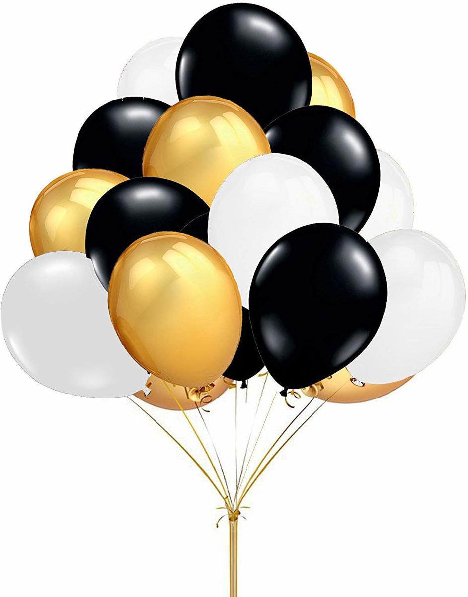 Fissaly® 40 stuks Happy New Year Eve Confetti Ballonnen Decoratie met Lint - Oud en Nieuw – Helium
