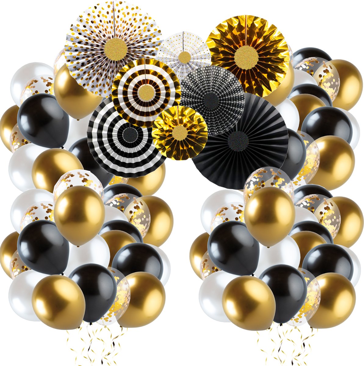 Fissaly® 69 stuks Happy New Year Eve Decoratie Set met Confetti Ballonnen - Oud en Nieuw – Helium