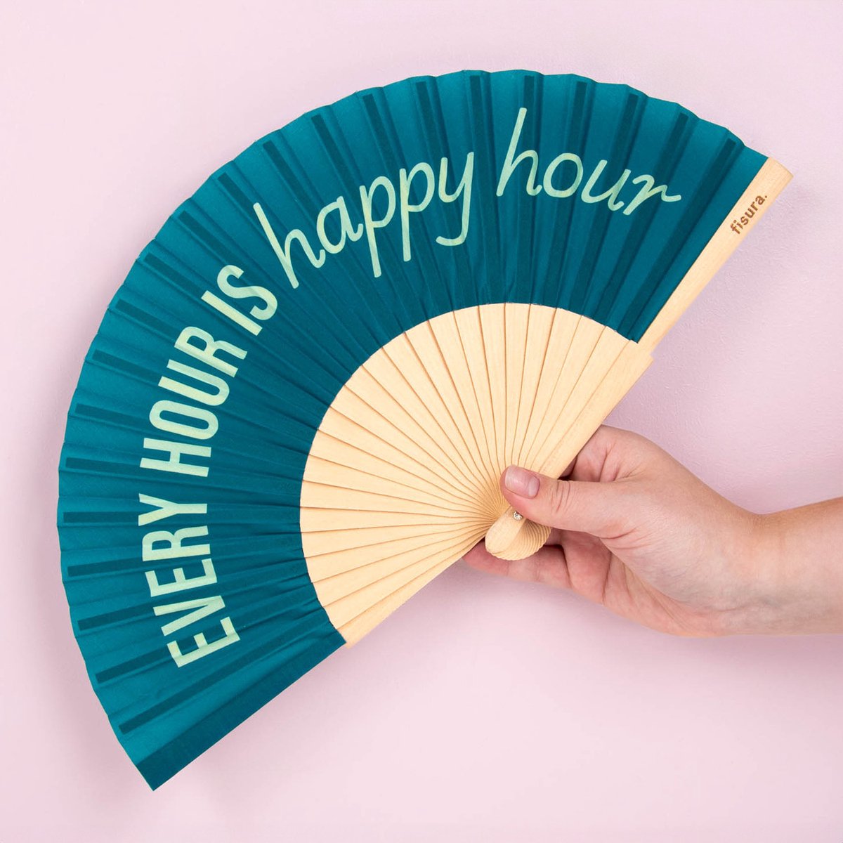 Fisura Houten waaier Every Hour is Happy Hour