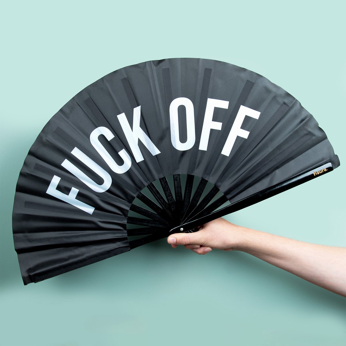 Houten waaier XXL - Fuck Off van Fisura