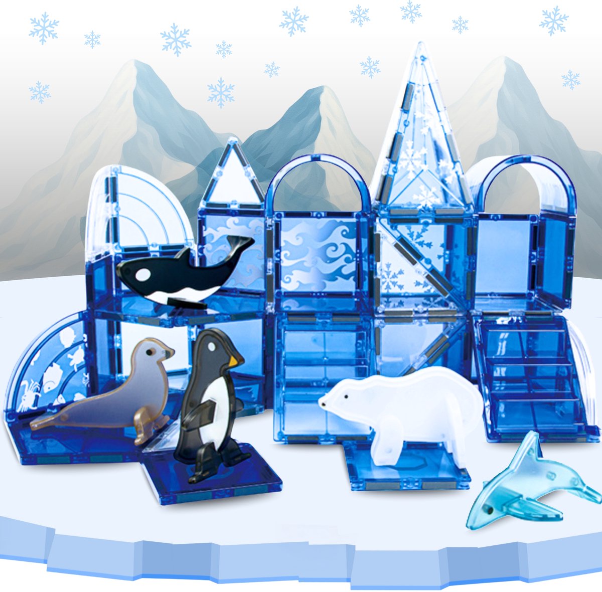 Fits4Kids® Magnetic Tiles 56 Stuks - Magnetische Bouwtegels - STEM Speelgoed voor Creatief Bouwen - Magnetisch Speelgoed - Magna Bouwstenen - Frozen Constructions - 3 4 5 6 7 8 9 Jaar