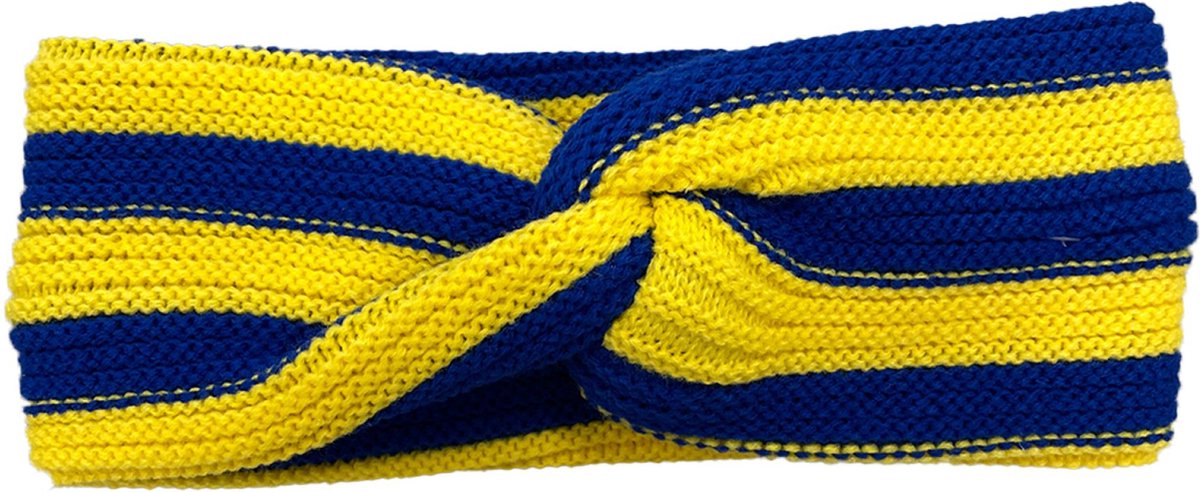 Fjesta© Blauw - geel haarband - Gebreid