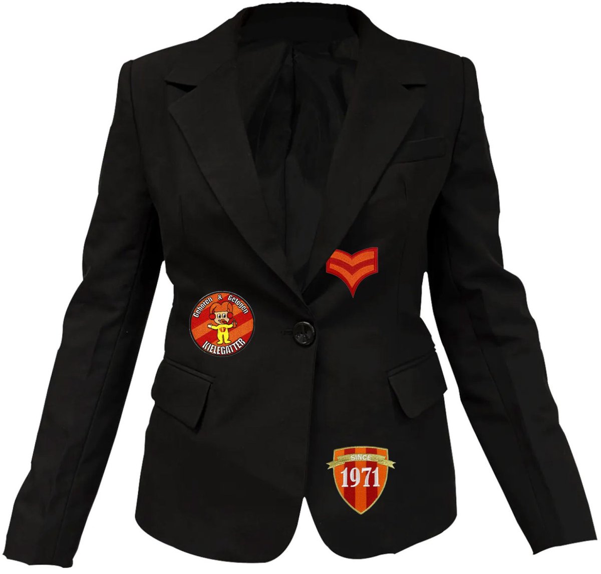 Fjesta© Kielegat jasje met emblemen - Dames - Maat S - Carnavalskleding Dames - Carnaval