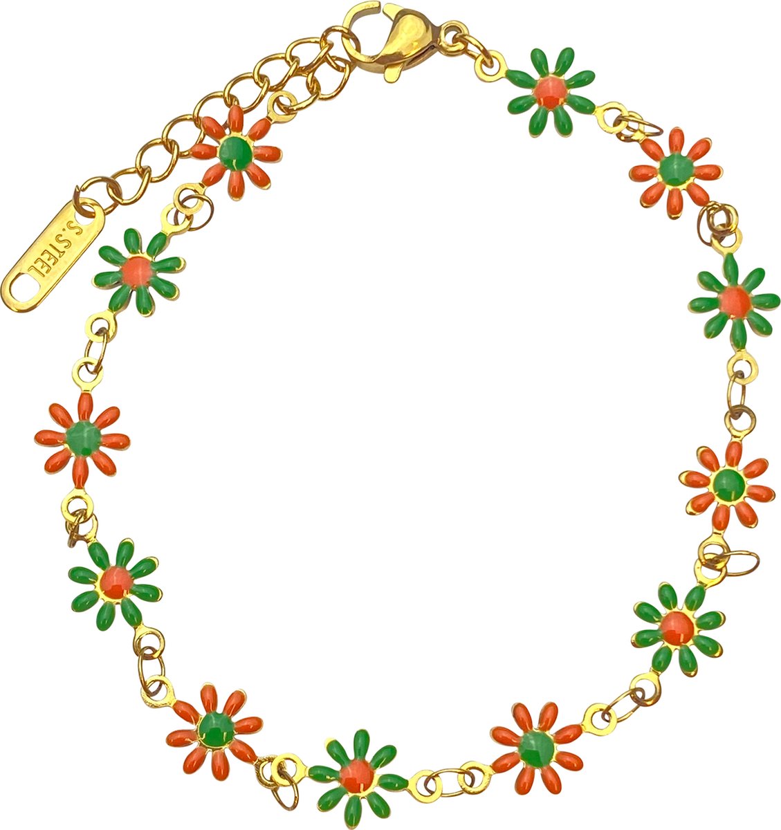 Fjesta© Kruikenstad armband bloemetjes – Premium RVS – Goud