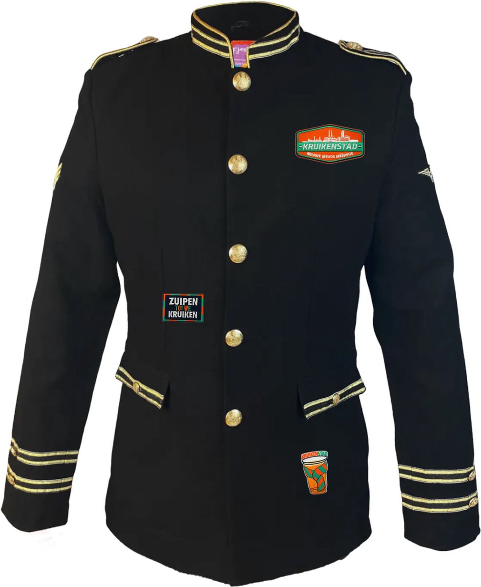 Fjesta© Kruikenstad jasje met emblemen - Uniform jas - Heren - Maat L - Carnavalskleding Heren - Carnaval