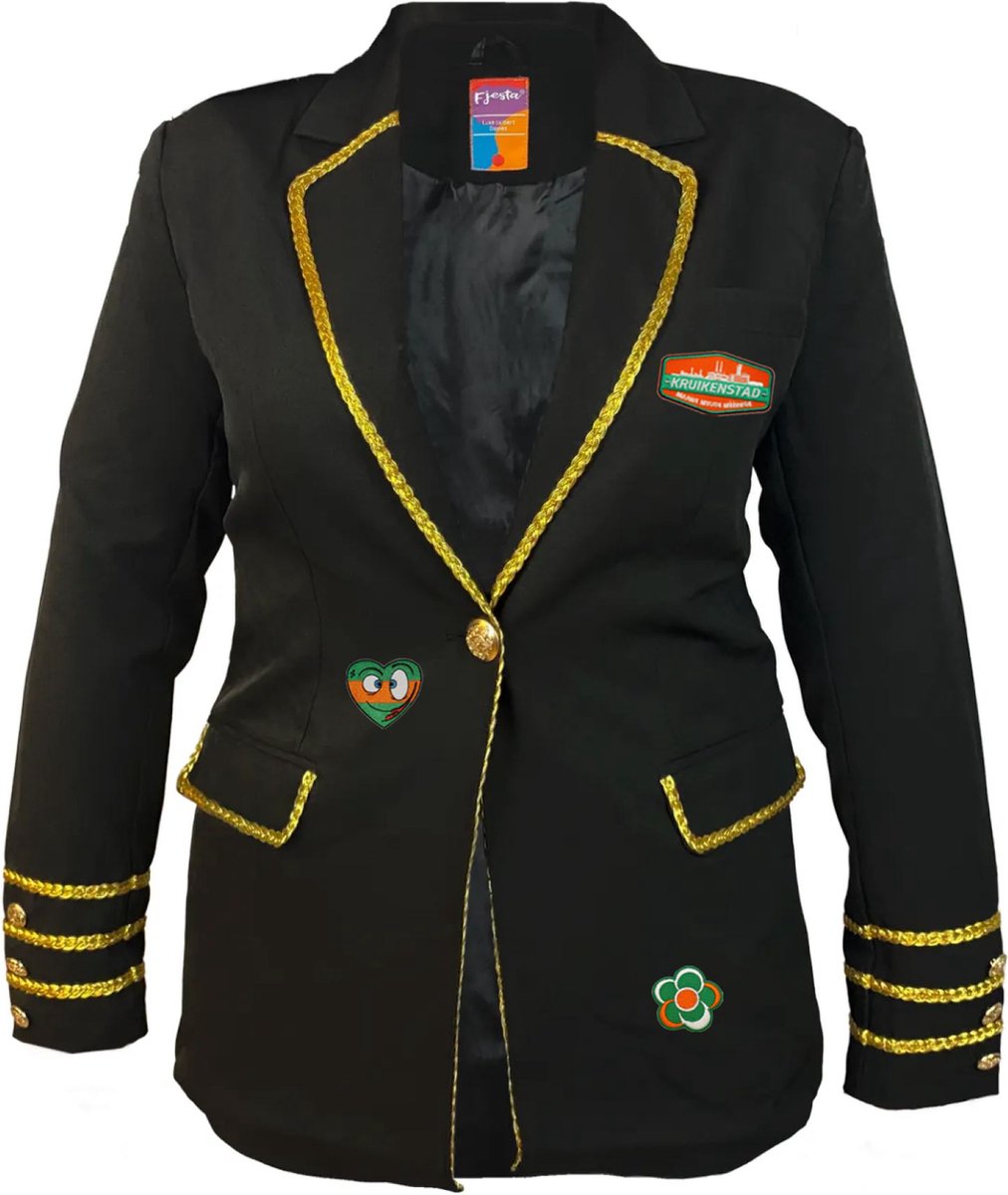 Fjesta© Kruikenstad jasje met emblemen – Luxe – Dames - Maat XS - Carnavalskleding Dames - Carnaval