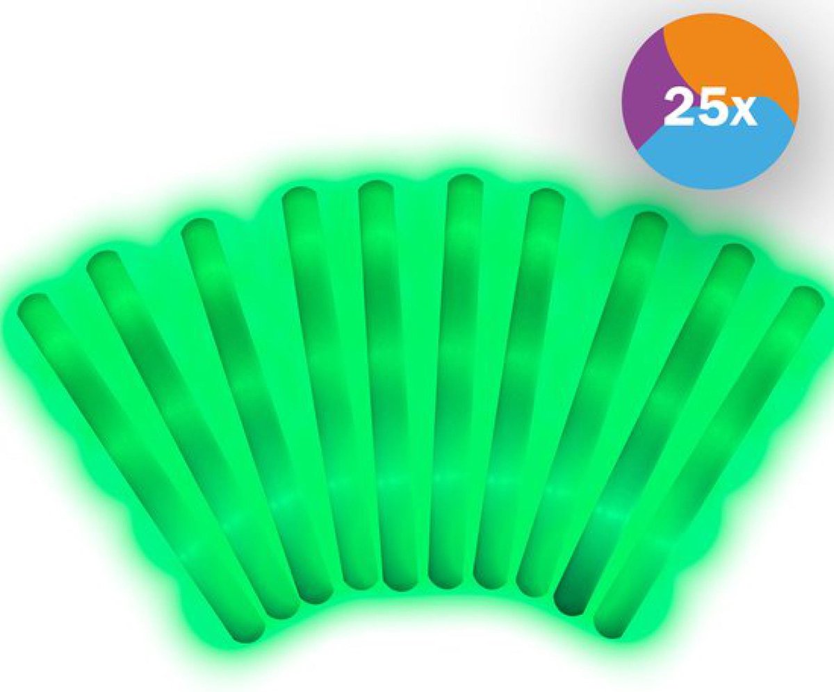 Fjesta© LED foam sticks - Glow In The Dark - Lichtstaaf - 25 Stuks - Groen